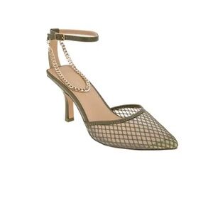 BCBGeneration Black Mesh Chain Heels